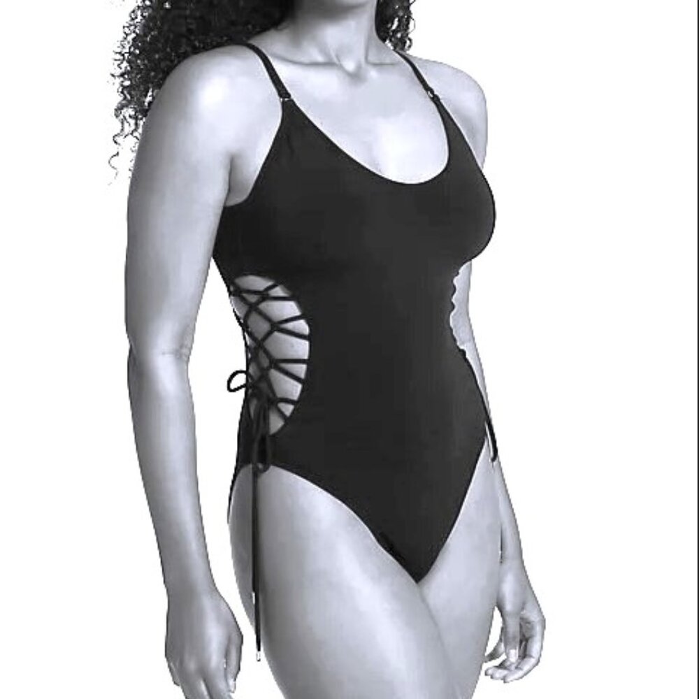 Robin Piccone Aubrey Lace-up One-Piece Swimsuit Size 12 Persimmon $188 NWT - Picture 6 of 12